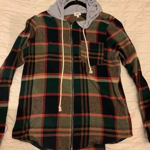 BKE zip up hooded flannel
